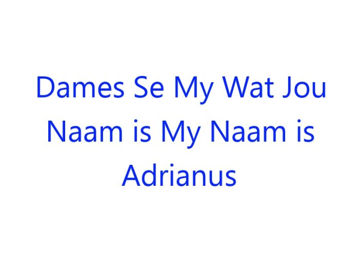Dames Se My Wat Jou Naam is My Naam is Adrianus