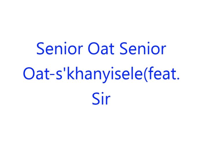 Senior Oat Senior Oat S'khanyisele(feat. Sir Bless)